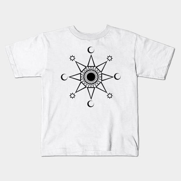 Sun mandala with moons Kids T-Shirt by SAMUEL FORMAS